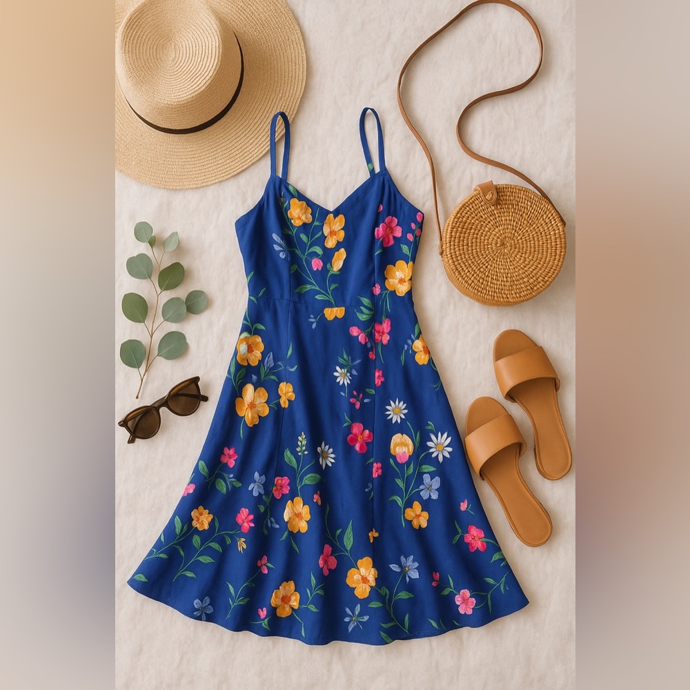 Old Navy Cobalt Blue Floral Cami Dress Size Medium NWT